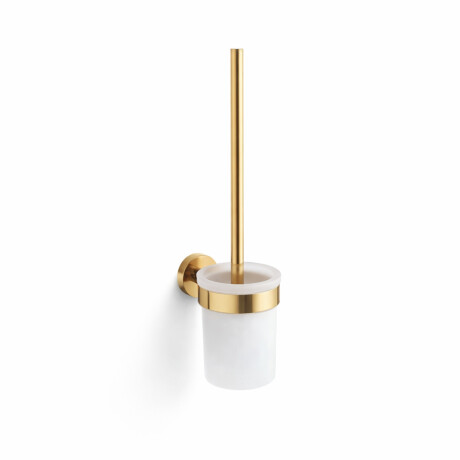 CLASSIC – Wall-mounted toilet brush / frosted glass holder / glossy gold #1