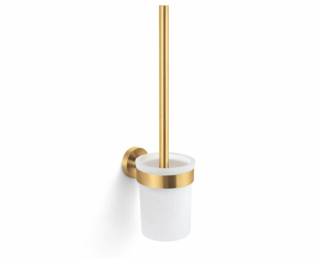 CLASSIC – Wall-mounted toilet brush / frosted glass holder / brushed gold