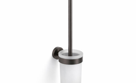CLASSIC – Wall-mounted toilet brush / frosted glass holder / brushed graphite