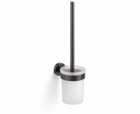 CLASSIC – Wall-mounted toilet brush / frosted glass holder / brushed graphite