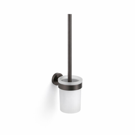 CLASSIC – Wall-mounted toilet brush / frosted glass holder / brushed graphite #1