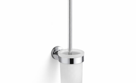 CLASSIC – Wall-mounted toilet brush / frosted glass holder / chrome
