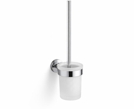 CLASSIC – Wall-mounted toilet brush / frosted glass holder / chrome