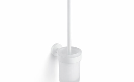 CLASSIC – Wall-mounted toilet brush / frosted glass holder / matt white