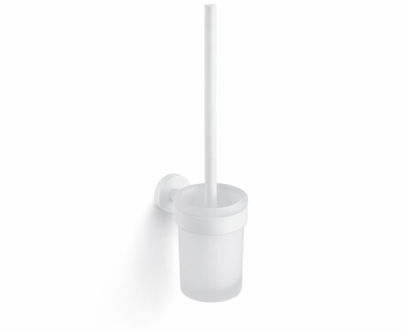 CLASSIC – Wall-mounted toilet brush / frosted glass holder / matt white
