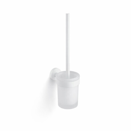CLASSIC – Wall-mounted toilet brush / frosted glass holder / matt white #1