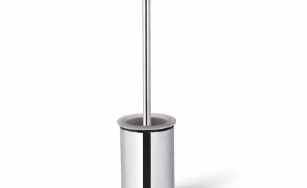CLASSIC – Low-profile freestanding toilet brush / metal holder, glass brush head / chrome
