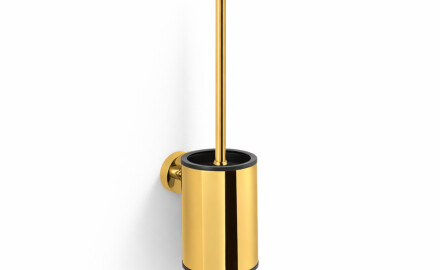 CLASSIC – Low-hanging toilet brush / metal holder, plastic brush head / glossy gold