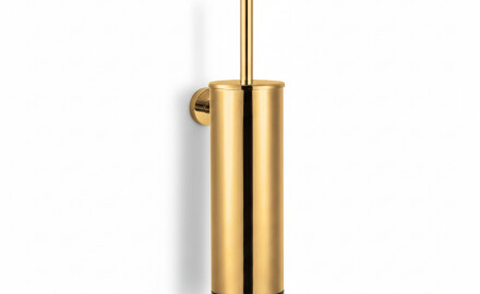 CLASSIC – Tall wall-mounted toilet brush / metal holder, plastic brush head / glossy gold