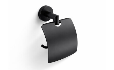 CLASSIC – Toilet roll holder / with cover / matt black