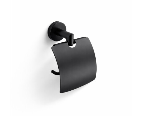 CLASSIC – Toilet roll holder / with cover / matt black