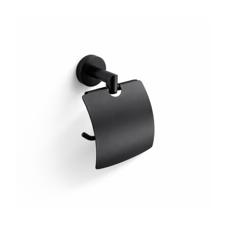 CLASSIC – Toilet roll holder / with cover / matt black #1