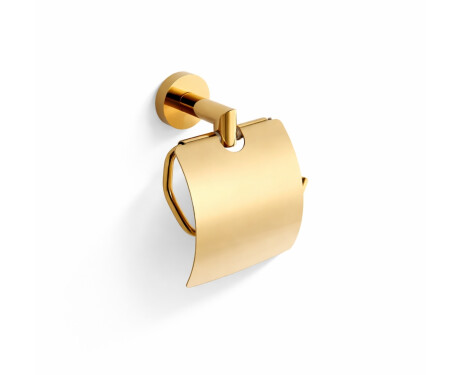 CLASSIC – Toilet roll holder / with cover / glossy gold