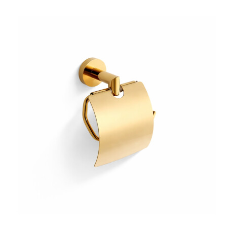 CLASSIC – Toilet roll holder / with cover / glossy gold #1