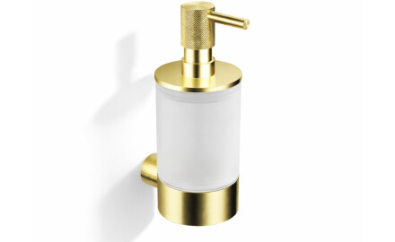 MEGAN – Liquid soap dispenser / brushed champagne gold, frosted glass