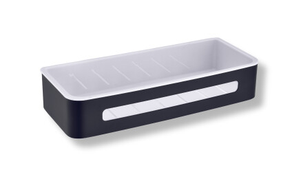Basket 29x12x5.5 / matt black / white plastic liner