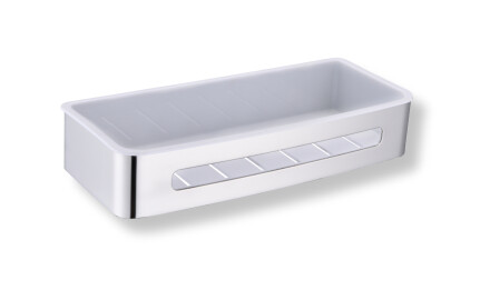 Basket 29x12x5.5 / polished steel / white plastic insert