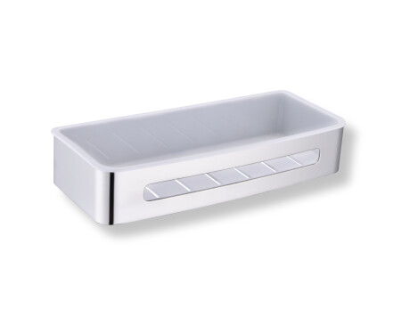 Basket 29x12x5.5 / polished steel / white plastic insert