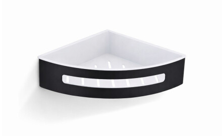 Corner basket 20.5 x 20.5 x 5.5 / matt black / white plastic insert