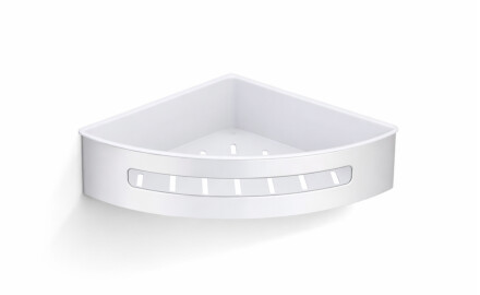 Corner basket 20.5 x 20.5 x 5.5 / polished steel / white plastic insert