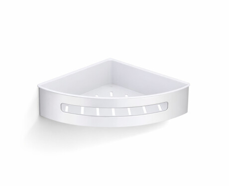 Corner basket 20.5 x 20.5 x 5.5 / polished steel / white plastic insert