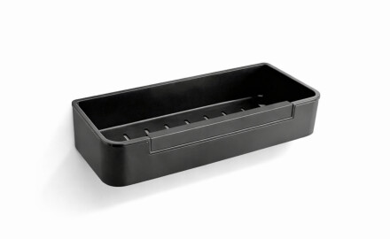 Basket 29x12x5.5 with drawstring / matt black / black plastic insert