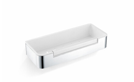 Basket 29x12x5.5 with drawstring / polished steel / white plastic insert