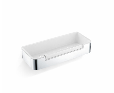 Basket 29x12x5.5 with drawstring / polished steel / white plastic insert