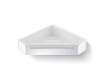 Corner basket 22x22x5.5 with drawstring / polished steel / white plastic insert