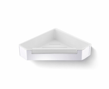 Corner basket 22x22x5.5 with drawstring / polished steel / white plastic insert