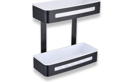 Double basket / matt black / white plastic inserts