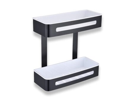 Double basket / matt black / white plastic inserts