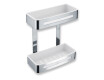 Double basket / polished steel / white plastic inserts