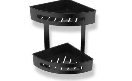 Double corner basket / matt black / black plastic inserts