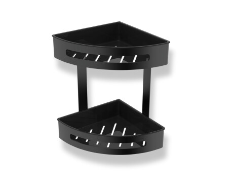 Double corner basket / matt black / black plastic inserts