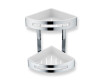 Double corner bin / polished steel / white plastic liners