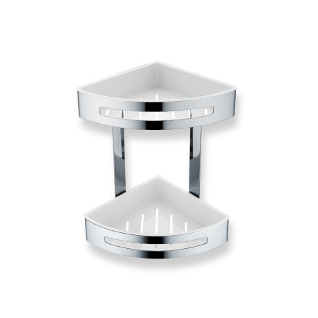 Double corner bin / polished steel / white plastic liners #1