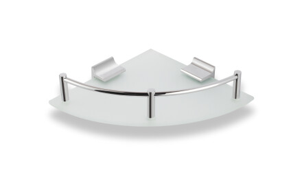 Corner shelf 17x17 / frosted glass / chrome
