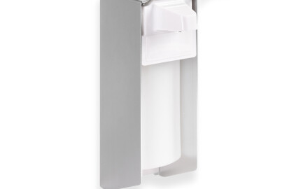 0.5L disinfectant dispenser with elbow-operated button / Matt aluminium