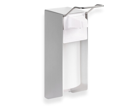 0.5L disinfectant dispenser with elbow-operated button / Matt aluminium