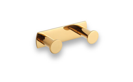 Wide rail – 2 towel hooks / glossy gold