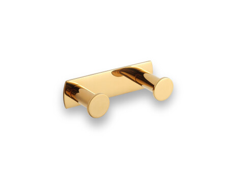Wide rail – 2 towel hooks / glossy gold