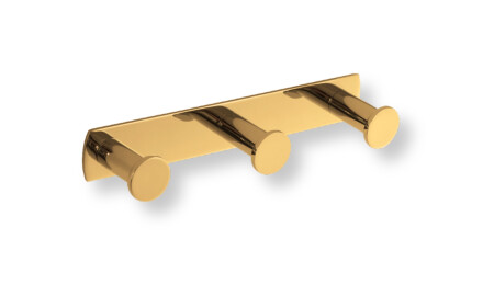 Wide rail – 3 towel hooks / glossy gold