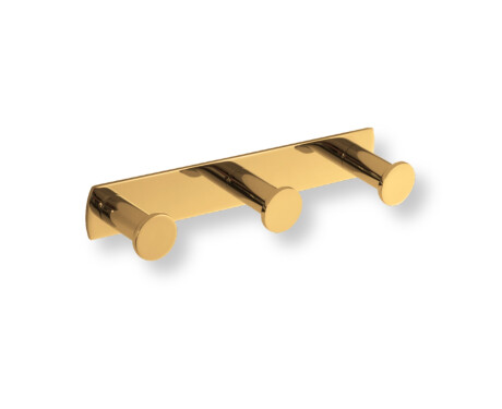 Wide rail – 3 towel hooks / glossy gold