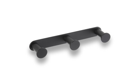 Wide rail – 3 towel hooks / matt black