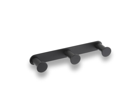 Wide rail – 3 towel hooks / matt black