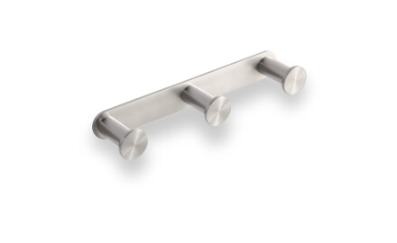 Wide rail – 2 towel hooks / brushed steel