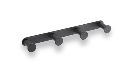Wide rail – 4 towel hooks / matt black