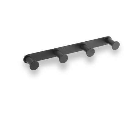 Wide rail – 4 towel hooks / matt black