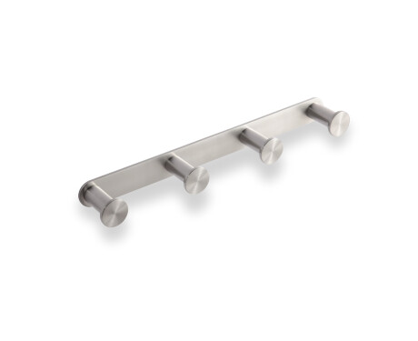 Wide rail – 4 towel hooks / brushed steel